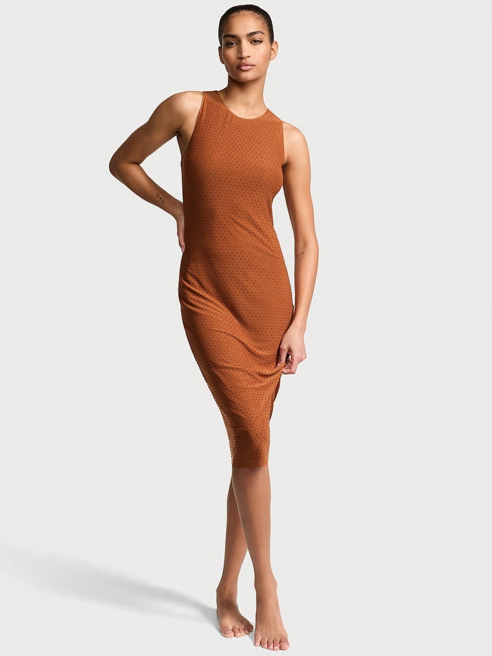 NWOT! Victoria Secret Sleeveless Rust Midi Dress - Modern Minimalist
